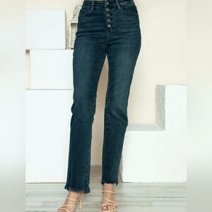 Judy Blue Full Size Button Fly Hem Destroy Straight Jeans